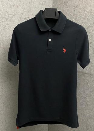 Черная футболка поло от бренда u.s. polo assn2 фото