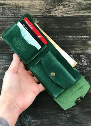 Шкіряний гаманець "blackpool" зелений.2 фото