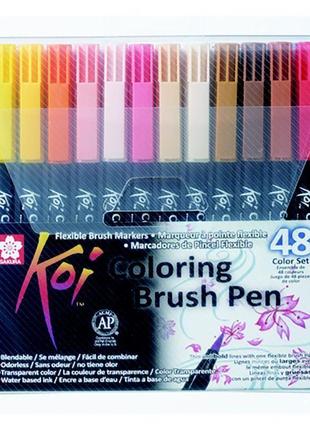 Набор акварельных маркеров sakura koi coloring brush pen 48 цветов1 фото