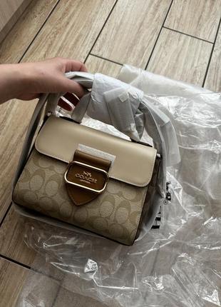 Сумка coach morgan top handle in blocked signature canvas