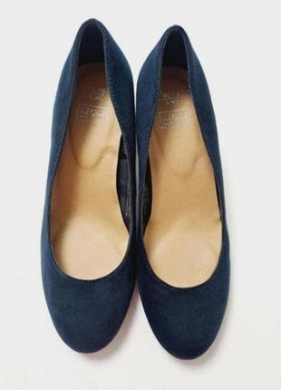 Туфли классические синие на устойчивом каблуке2 фото