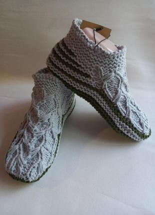 В′язані жіночі капці шкарпетки.. серые3 фото