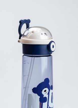 Пляшка для води 620 мл з трубочкою багаторазова синя2 фото