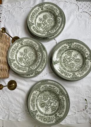 Вінтажні англійські тарілки vintage english ironstone tableware indian tree1 фото