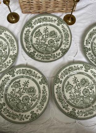 Винтажные английские тарелки vintage english ironstone tableware indian tree3 фото