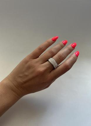Кольцо дорожка из камней , широкое кольцо серебро2 фото