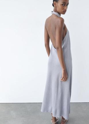 Трикотажное платье с металлизированным эффектом от zara, размер l4 фото