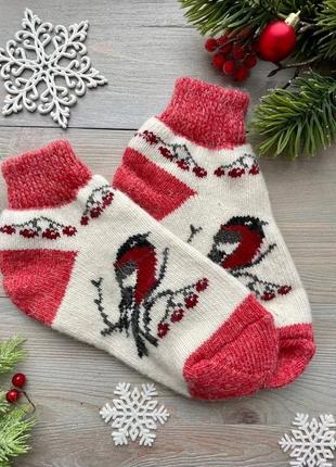 Сліди жіночі шерстяні новорічні носки шкарпетки із овечої вовни теплі зимові в'язані р.37-401 фото