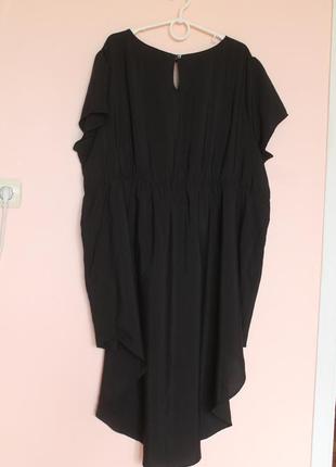 Чорна святкова легенька сукня батал, платье нарядное чёрное лёгкое батальное 60-62 р.4 фото