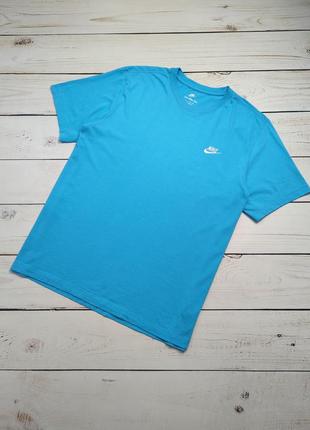 Мужская коттоновая футболка nike tee / найк оригинал / голубая синяя1 фото