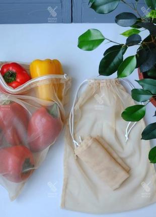 Эко мешочки, набор эко пакетов для покупок, фруктовки, мішечки, торбинки zero weste4 фото