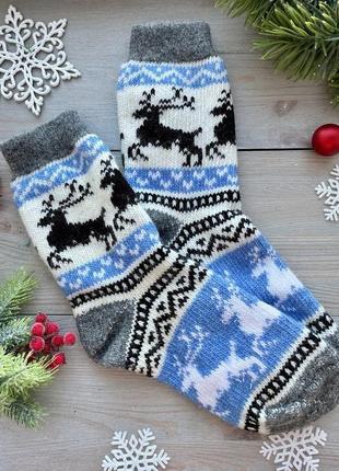 Новорічні жіночі шкарпетки шерстяні теплі носки зимові із овечої вовни р. 37-41 " скандинавський оле