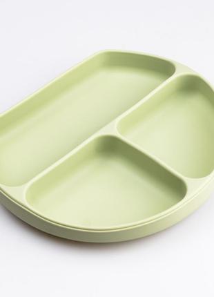 Дитячий набір силіконового посуду для годування дитини 7 предметів оливковий4 фото
