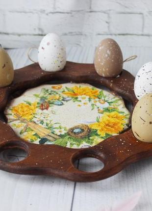 Пасхальный декор на стол, подставка под кулич и яйца3 фото