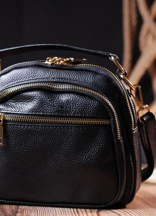 Стильна жіноча сумка vintage 20688 чорний7 фото