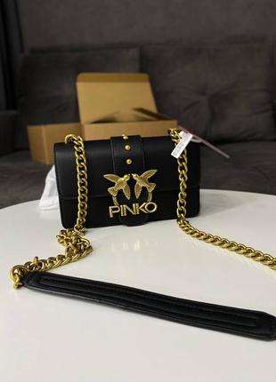 Сумка клатч premium pinko mini love bag one simply black/gold5 фото