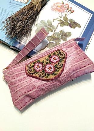 Клатч-кошелек "шиповник" розовый1 фото
