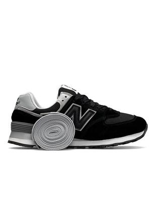 Кроссовки new balance 574 черные с белым3 фото