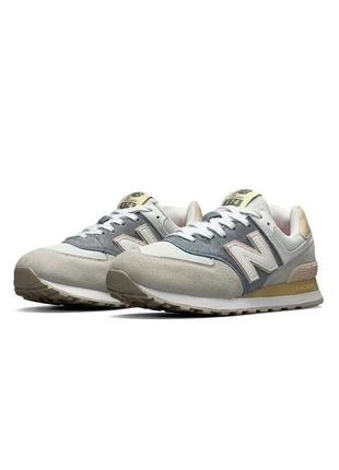 Кроссовки new balance 574 бежевые с белым и желтым5 фото