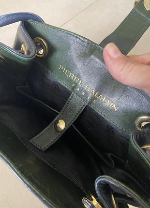 Большая винтажная кожаная сумка-мешок pierre balmain paris 💙5 фото