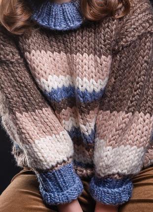 Красивый, тёплый, четырёхцветный свитер для девочки. ручная вязка.2 фото
