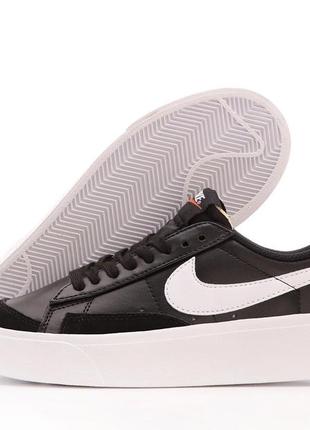 Nike blazer low black white, кросівки жіночі чорні найк, кроссовки женские найк