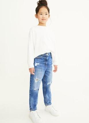 Дитячьи джинсы на девушку 8 лет next синие с рваные2 фото