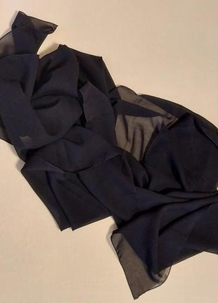 Стильный черный шифоновый шарф1 фото