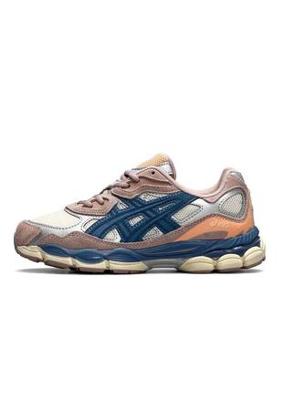 Жіночі замшеві кросівки asics gel nyc mauve blue блакитні повсякденні кросівки асикс гель весна літо