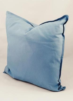Однотонная цветная диванная подушка. синяя подушка. подушка с замком.2 фото