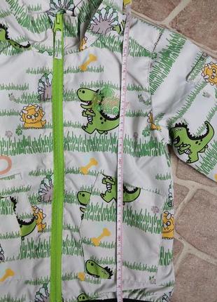 Дитяча куртка вітрівка з динозаврами демісезон на флісі3 фото