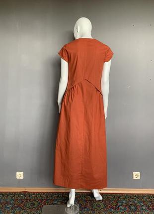 Платье из льна джульетта season с завышенной талией оранж7 фото