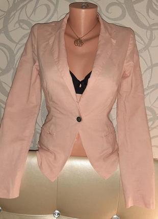 Жакет пиджак нежно розовый 100% лен🌸3 фото