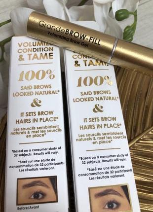 Прозорий гель для обʼєму та росту брів з пептидами grande cosmetics brow-fill volumizing brow gel4 фото