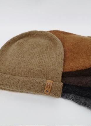 Теплий в'язаний набір рукавиці і шапка альпака зима bregoli design італійська пряжа3 фото