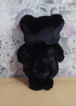 Плюшевая меховая игрушка черный медведь мишка подарок для ребенка2 фото