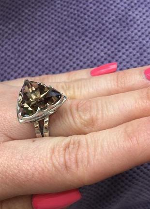 Серебряное кольцо с раухтопазом2 фото
