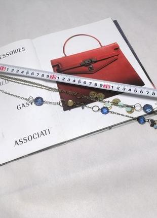 Длинная подвеска колье ожерелье на шею металлическая бусины монетки ракушки перламутр accessorize1 фото