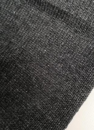Двойная теплая зима серый графит шапка бини меринос шелк6 фото