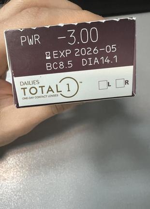 Лінзи dailies total 1. діоптрія -3.02 фото
