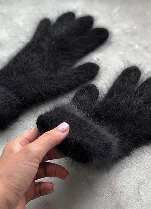 Рукавиці в'язані чорні ангора