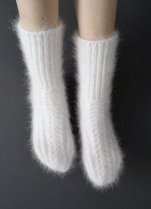 Вязаные белые носки ангора кролик теплые зимние носки2 фото