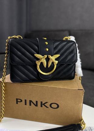 Сумка клатч pinko mini love bag one simply puff black/gold premium