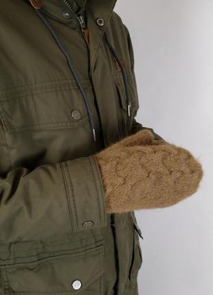 Мужская шапка варежки зимняя теплая серая альпака ручная работа3 фото