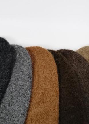Шапка шарф набор вязаный серый альпака зима ручная работа5 фото