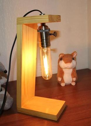 Декоративний лампа нічник "лофт" з натурального дерева1 фото