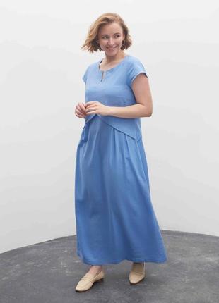 Летня сукня з льону season в стилі бохо блакитна