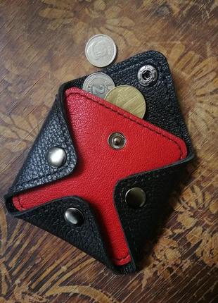 Монетница ручной работы, черно-красная4 фото