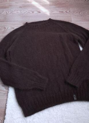 Вязаный зимний мужской свитер ангора кролик теплый