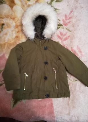 Теплая парка/куртка с мехом на малышку zara1 фото